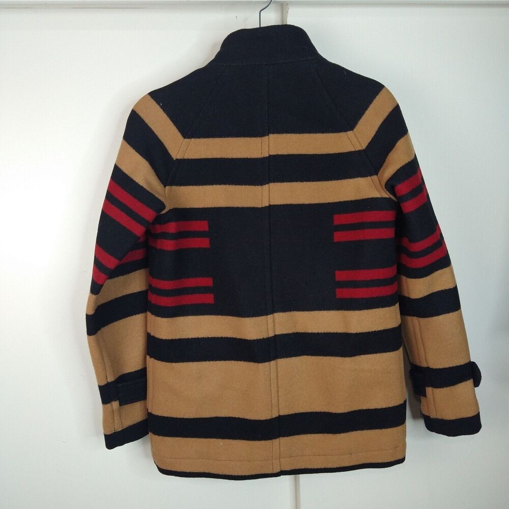 Pendleton Toboggan Wool Blend Strip Coat Womens Size S Small Brown Black Red - Picture 2 of 13